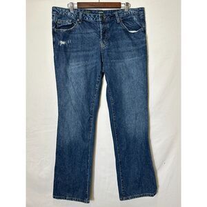 Wild Fable Women's Plus Size Low Rise Distressed Boot Cut Blue Jeans, Size 16